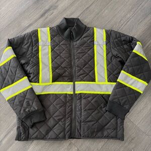 GSS Safety Jacket Size XL 8009 Non-ANSI Two Tone Quilted Jacket Black Zip Up